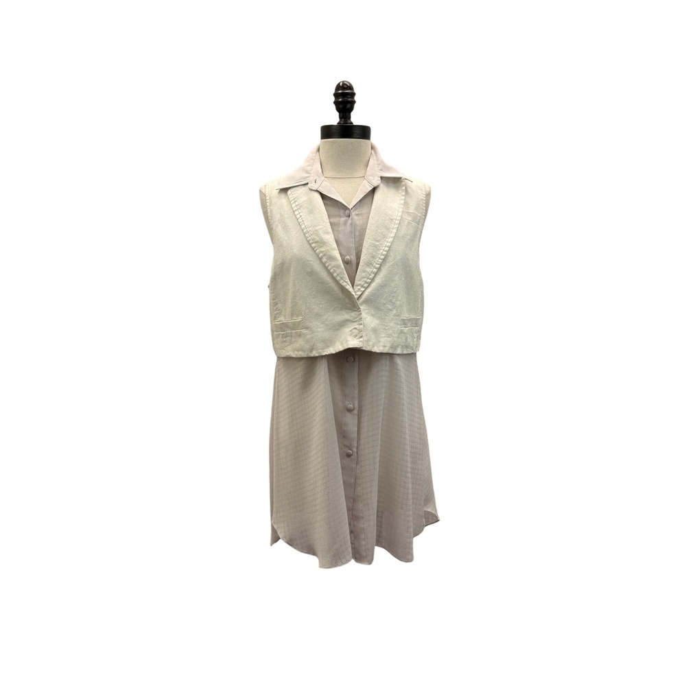 Alexander Wang Vest Overlay Tunic Women's Size M Cream color Silk Lined Layered